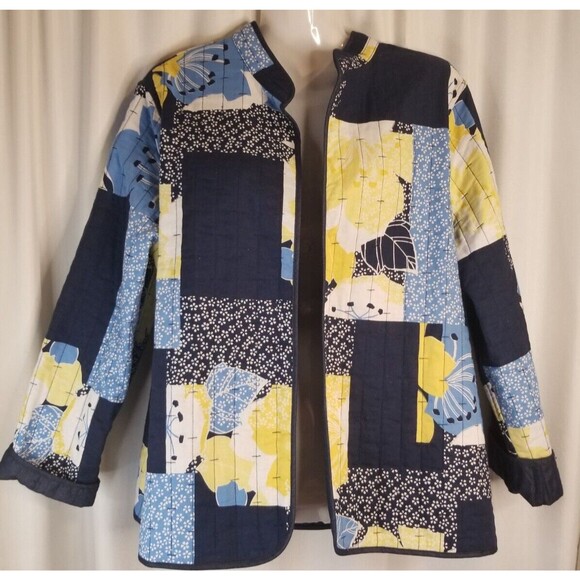 Alffred Dunner Jackets & Blazers - Alfred Dunner Women's Jacket Quilted Blue Lined Patchwork Look Petite Medium